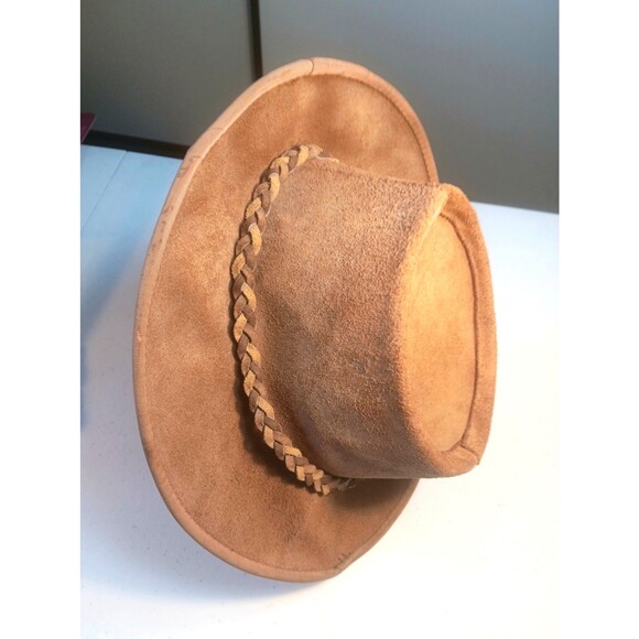 Vintage Skullys Henschell Weathered Suede Hippie Boho Outback Hat USA Large - Picture 3 of 16